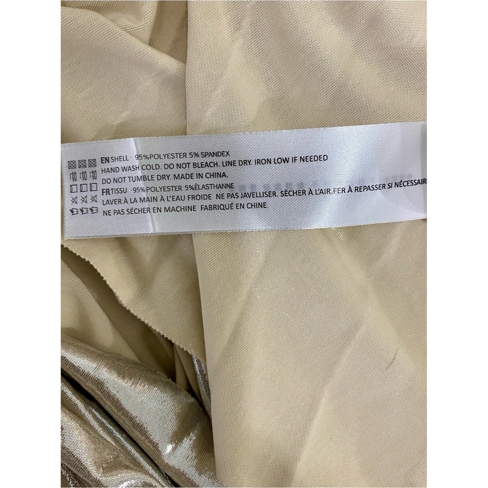 En Saison Gold Metallic Pleated Midi Skirt Elastic Waist Festive Holiday Medium - Picture 6 of 6